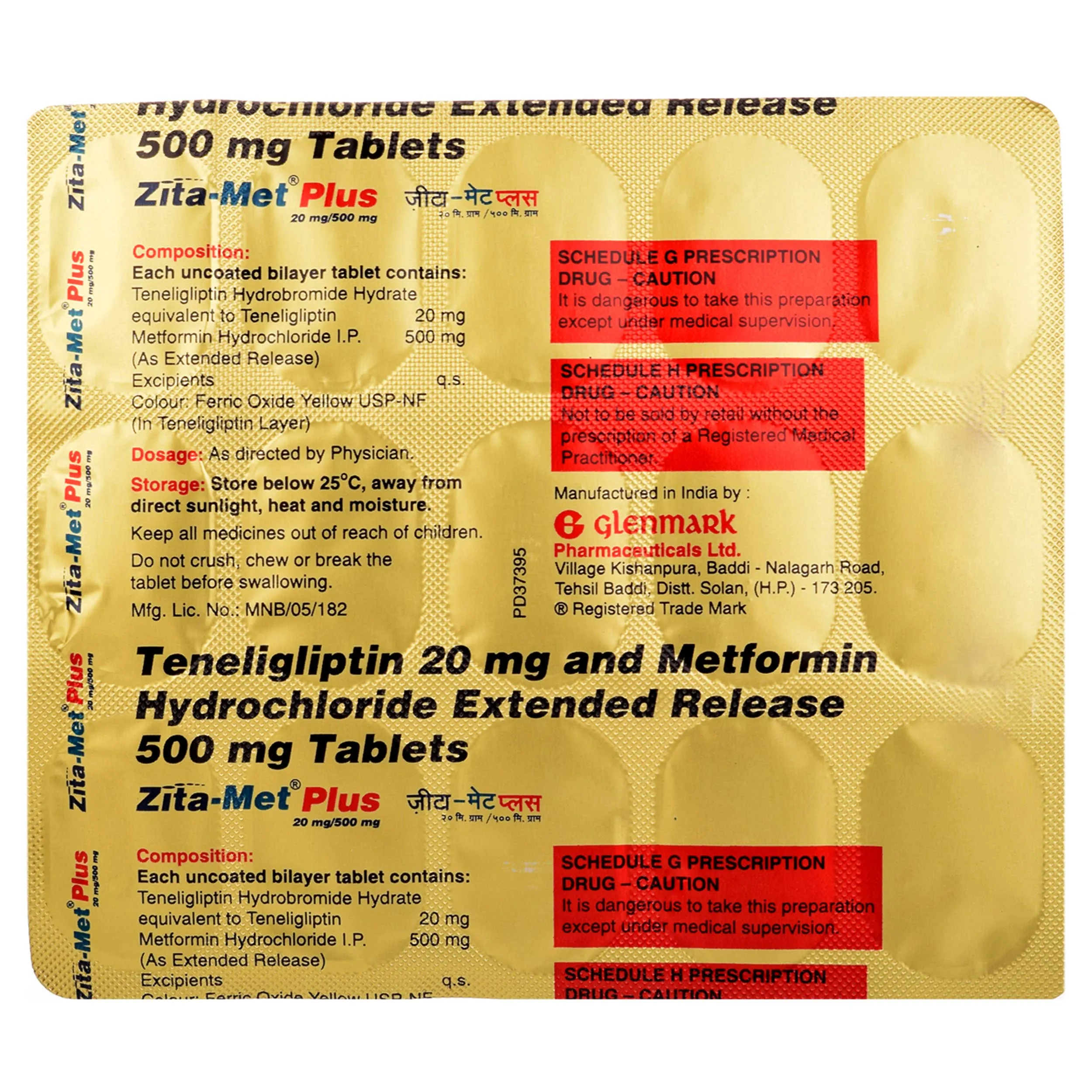 Zita-met Plus 20mg/ 500mg Tablet ER