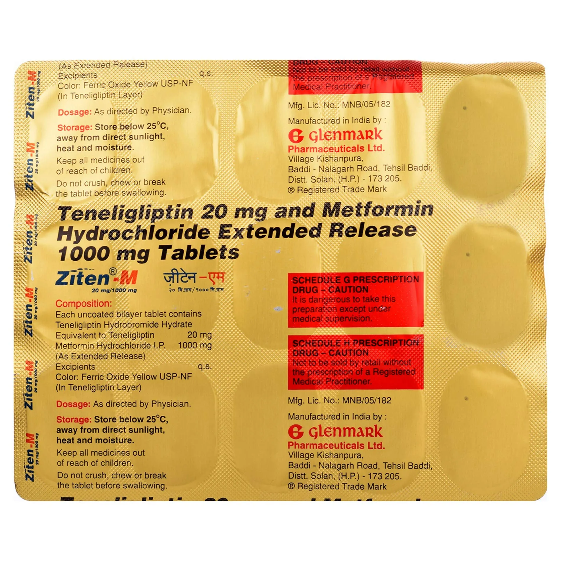Ziten-M 20mg/1000mg Tablet ER