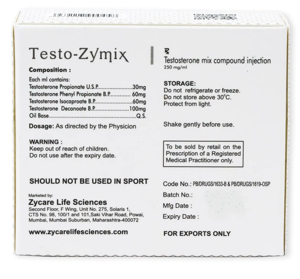 Testo-Zymix 250mg/ml