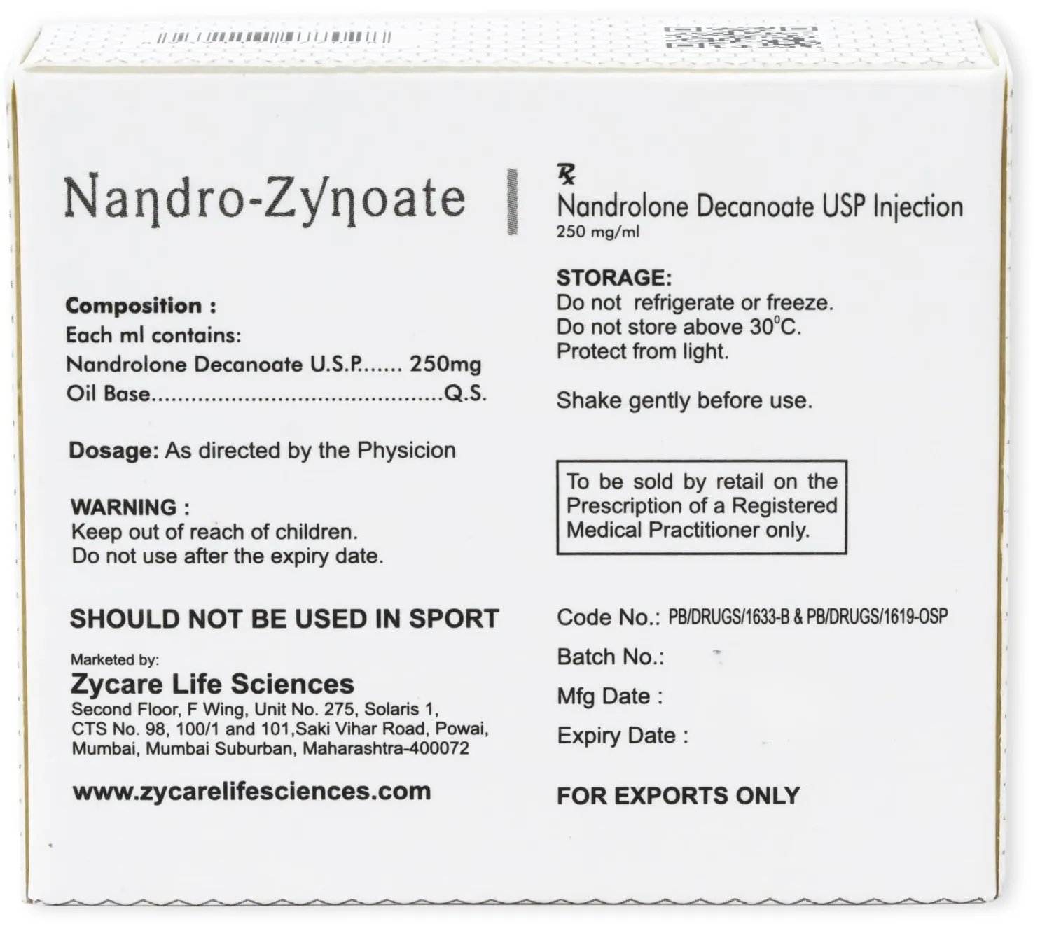 Testo-Zycip 250mg/ml Inj